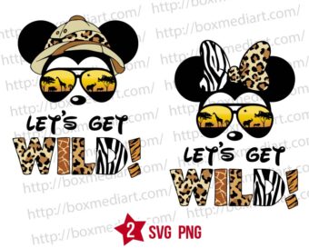 Couple Mickey Let's Get Wild Svg, Animal Kingdom Svg Png