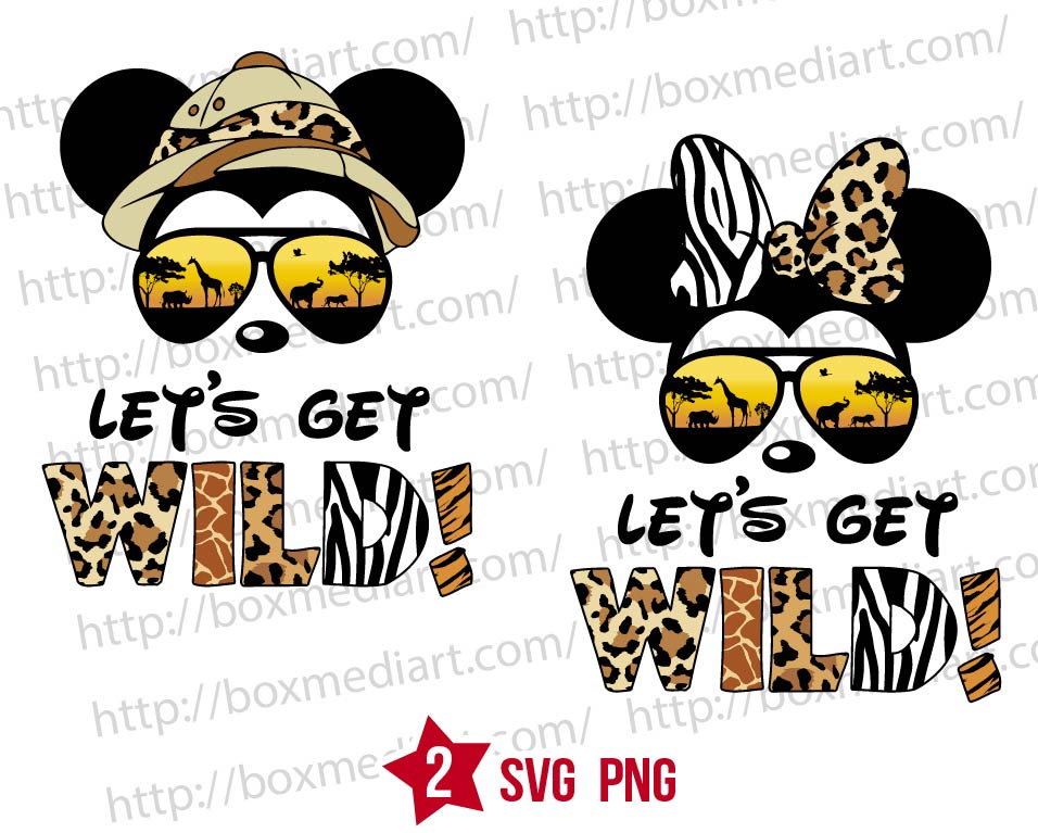 Couple Mickey Let's Get Wild Svg, Animal Kingdom Svg Png | BOXMEDIART ...