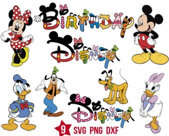 Cute Mickey Friends Birthday Svg, Mouse Letter Svg Png