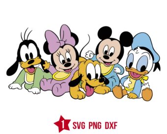 Cute Mickey's Friends Sitting Svg, Mouse Group Svg Png