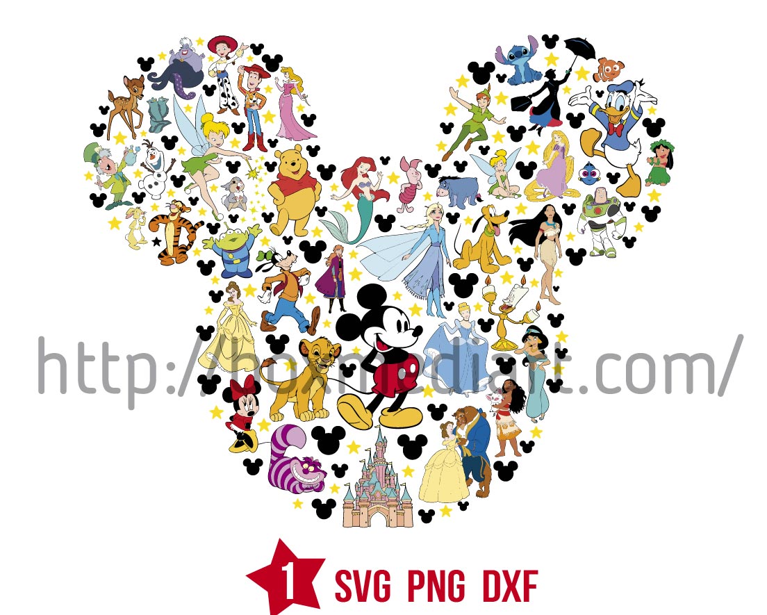 Design Mickey Mouse Head Svg, Disney Characters Svg Png