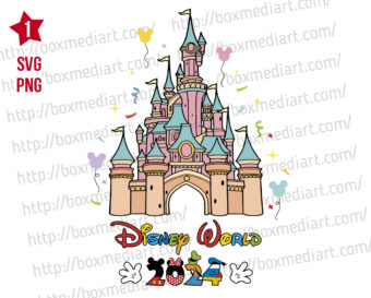 Disney Castle Svg Png, Disney World 2024 Svg, Disney Family Trip 2024 Svg