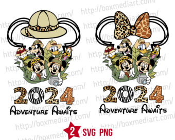 Disney Safari Adventure Awaits 2024 Svg Png, Mickey Wild Life 2024 Svg