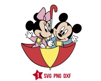 Fun Baby Minnie Mickey Flying Umbrella Svg Png
