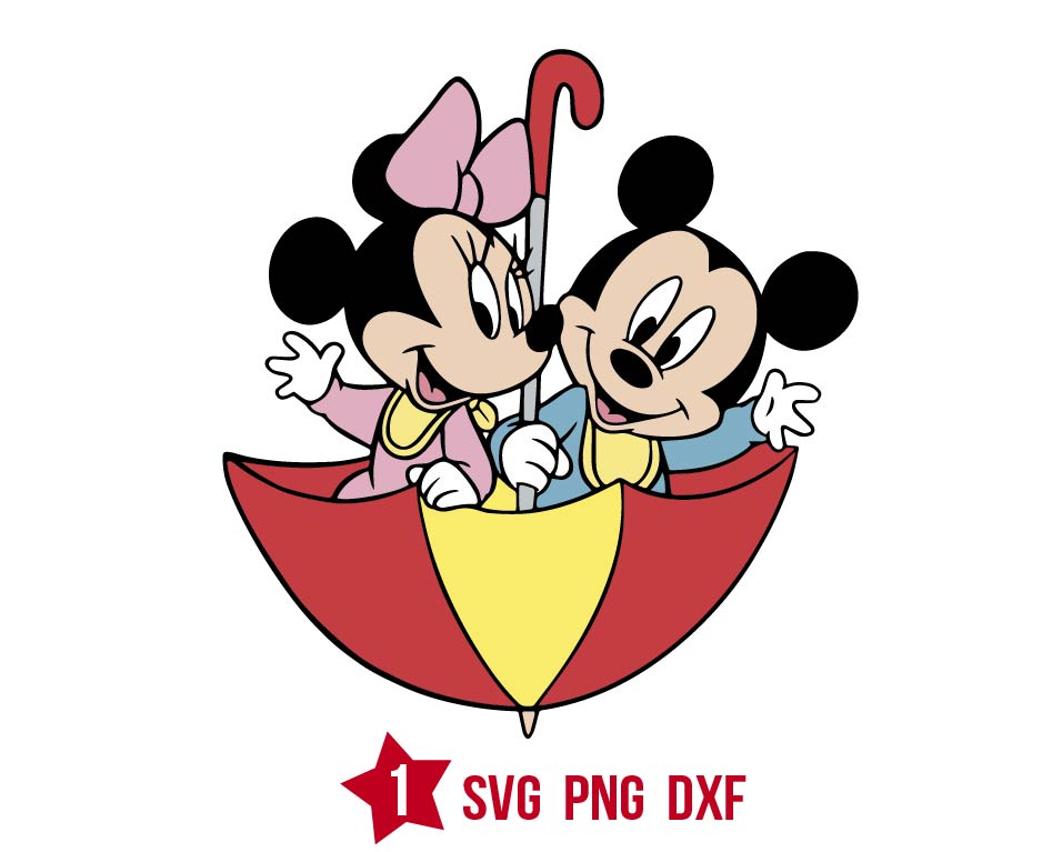 Fun Baby Minnie Mickey Flying Umbrella Svg Png