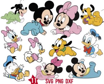 Funny Babies Mickey's Mouse Friends Crawling Svg Bundle