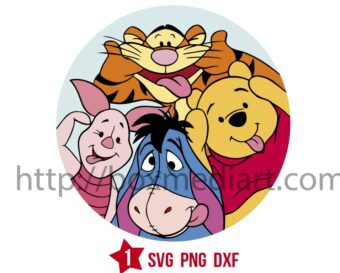Happy Circle Winnie The Pooh Friends Svg Png