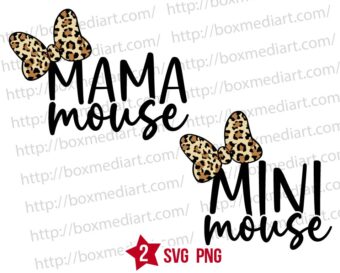 Leopard Print Mama Mouse Safari Svg, Mini Mouse Svg Png