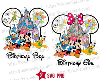 Magic Kingdom Mickey Birthday Svg, Minnie Birthday Svg Png