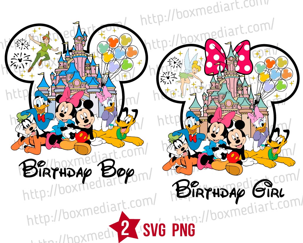 Magic Kingdom Mickey Birthday Svg, Minnie Birthday Svg Png | BOXMEDIART ...