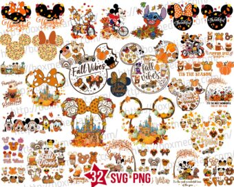 Mickey Fall Svg Bundle, Mouse Autumn Svg, Thanksgiving Svg Png