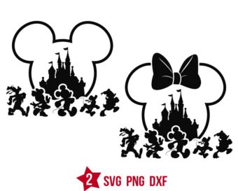 Mickey Friends Walking Silhouette Svg, Magic Kingdom Svg Png