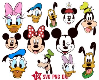 Mickey Head Family Svg Bundle, Disney Mouse Head Friends Svg