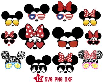 Mickey Mouse Head Glasses Svg Png Bundle