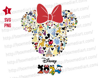 Minnie Head Caracters Svg Png, Mickey Friends Squad Svg, Disney Trip 2024 Svg