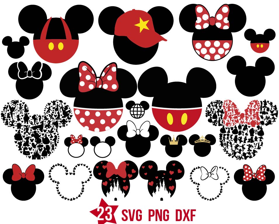 Minnie Mickey Heads Svg Png Collection Bundle | BOXMEDIART Svg Cut ...