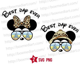 Mouse Head Best Day Ever Svg Png, Mickey Safari Svg
