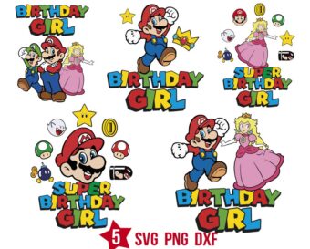 Pack Super Birthday Girl Mario Bros Svg Png