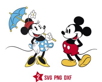 Retro Design Mickey and Minnie Svg Png