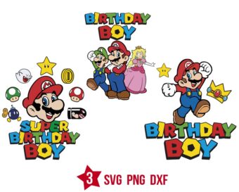 Super Birthday Boy Mario Bros for Kids Svg Png