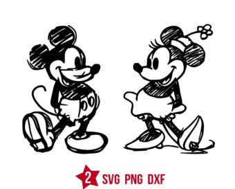 Vintage Mickey Sketch Svg, Retro Mouse Svg Png