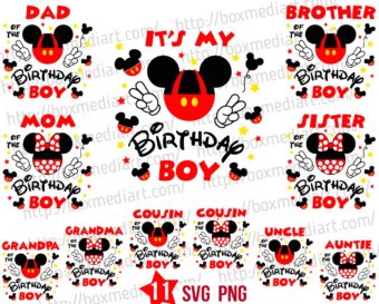 Bundle Mickey Birthday Boy Family Svg Png, Birthday Squad Svg