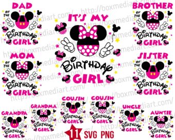 Bundle Minnie Birthday Girl Family Svg Png, Birthday Squad Svg