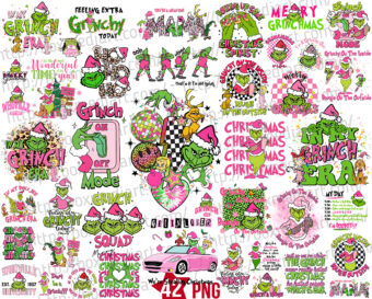 Bundle Pink Grinch Christmas Png, Pink Grinchmas Mean Guy Png