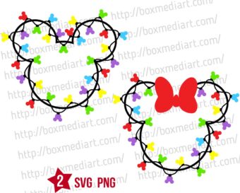 Disney Mouse Christmas Lights Svg Png, Mickey Christmas Svg