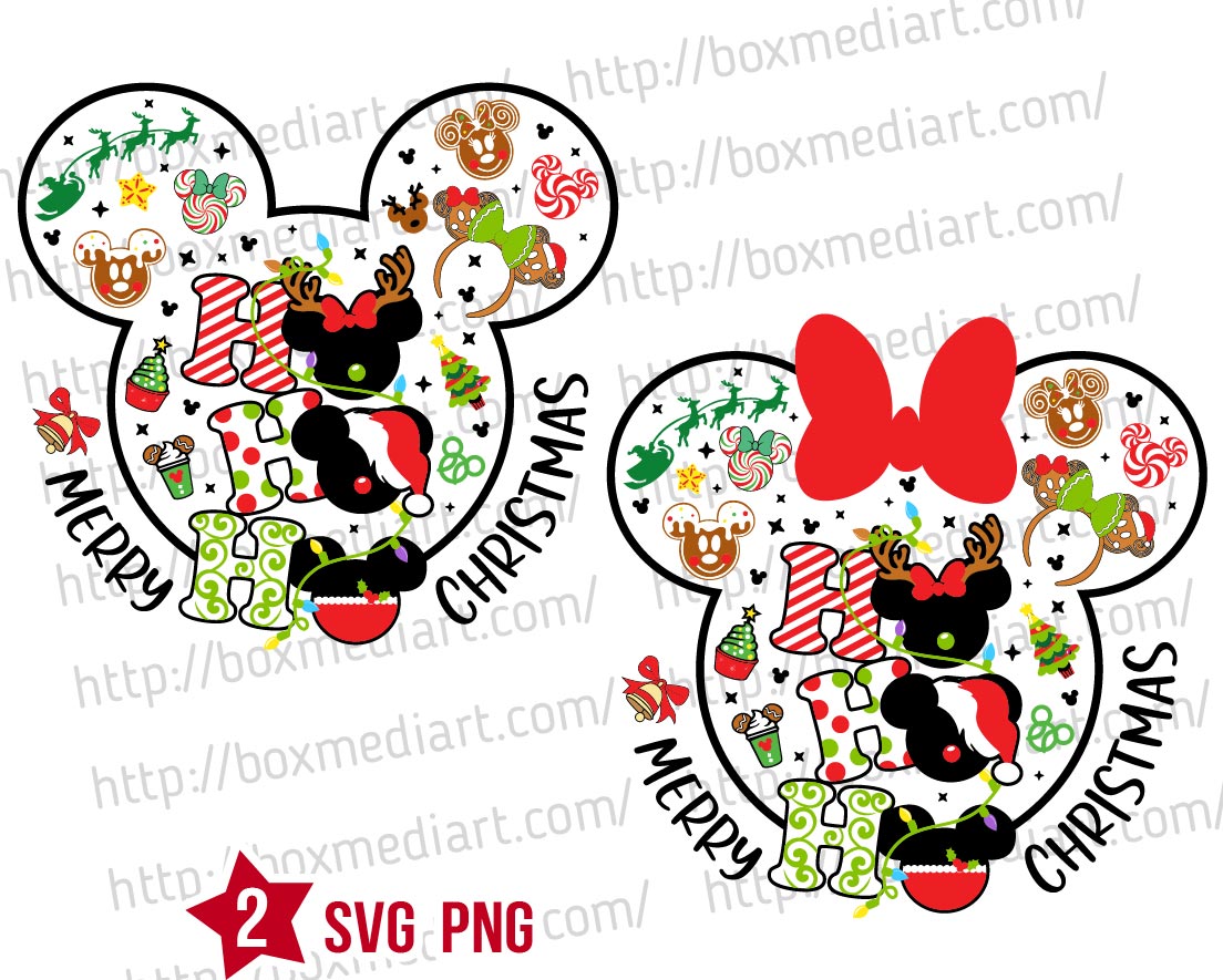 Disney Mouse Merry Christmas Svg, Disney Holiday Season Png