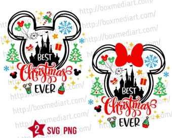 Mickey Best Christmas Ever Svg, Magic Castle Christmas Png