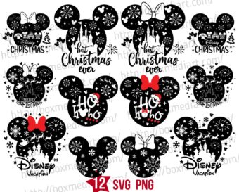 Mickey Merry Christmas Silhouette Svg Png Bundle