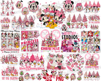 Pink Mickey Christmas Png Bundle, Disney Christmas Squad Png