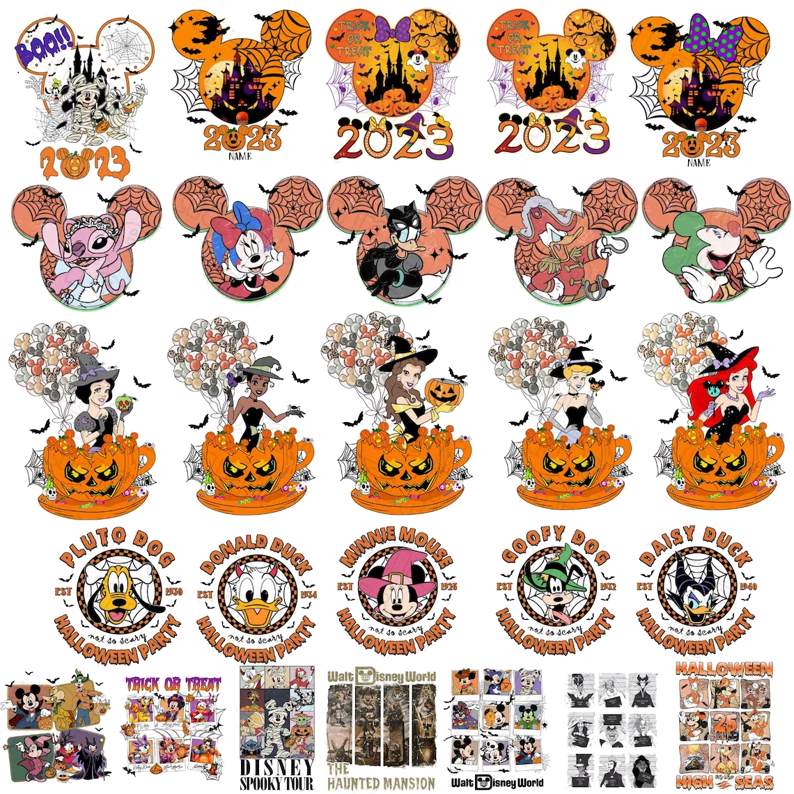 Bundle Disney Halloween Png, Pumpkin Spooky Vibes Png