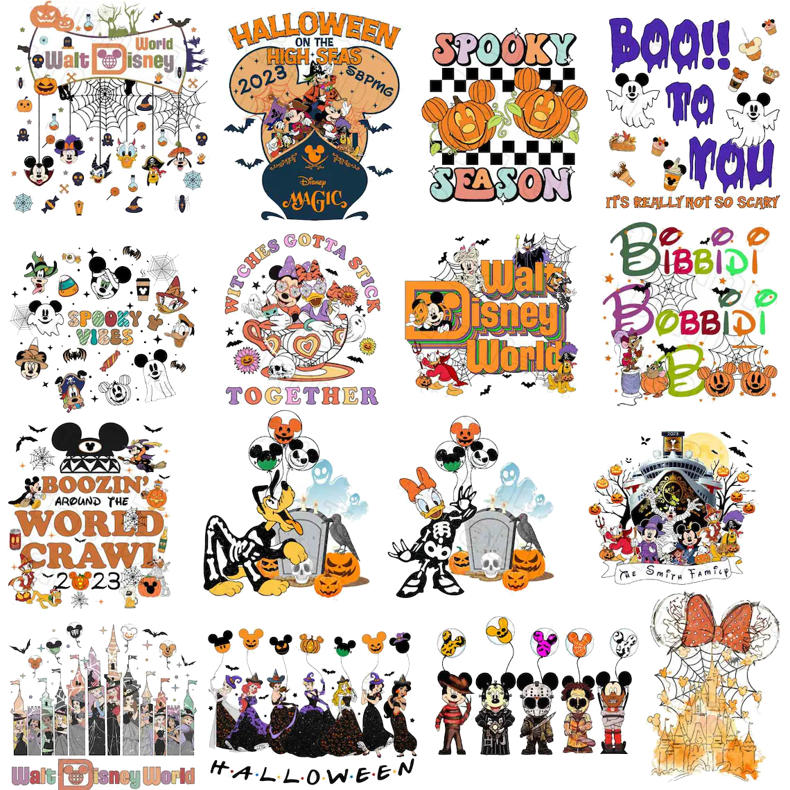 Bundle Disney Halloween Png, Pumpkin Spooky Vibes Png