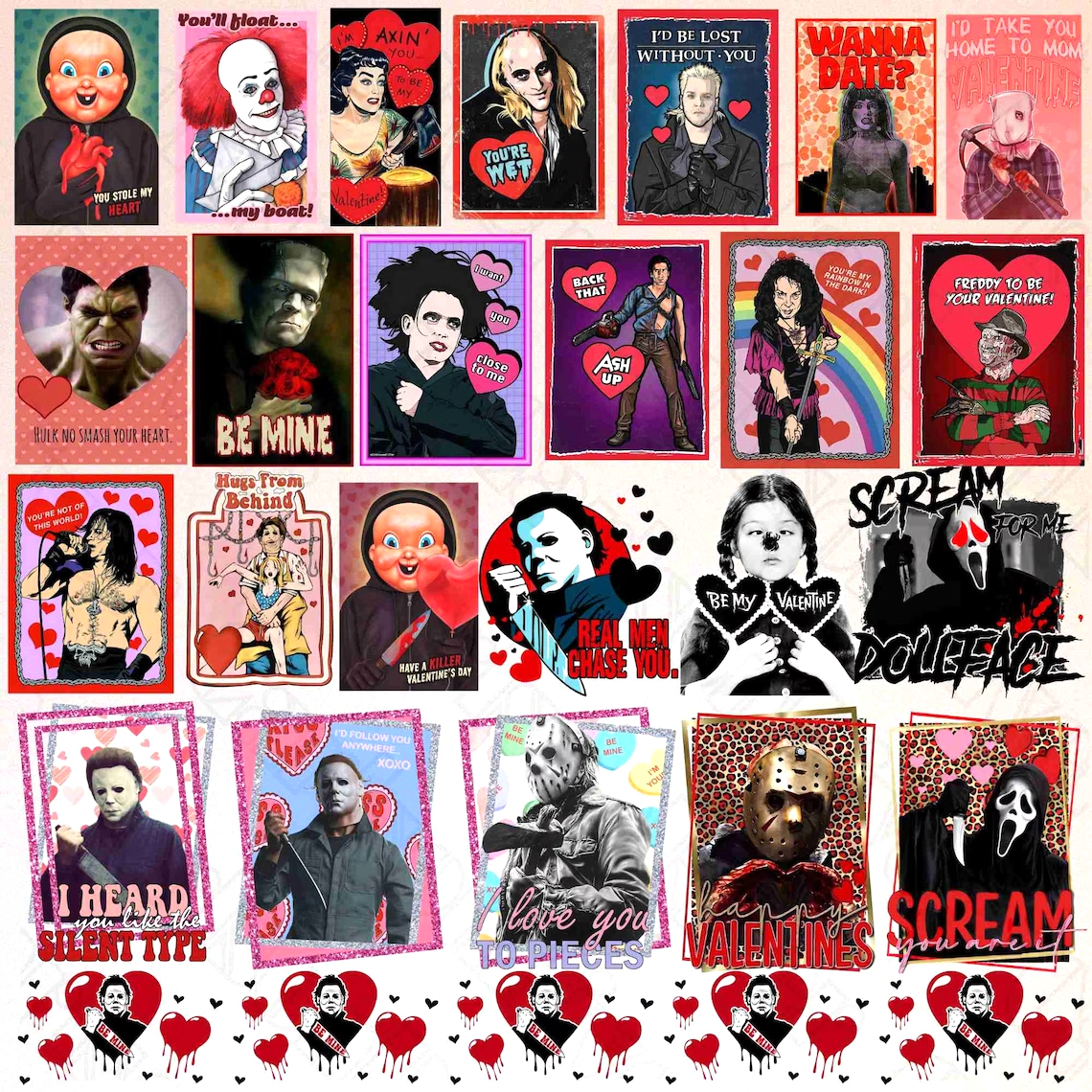 Bundle Horror Valentines Png Bundle, Be My Valentine Png | BOXMEDIART ...