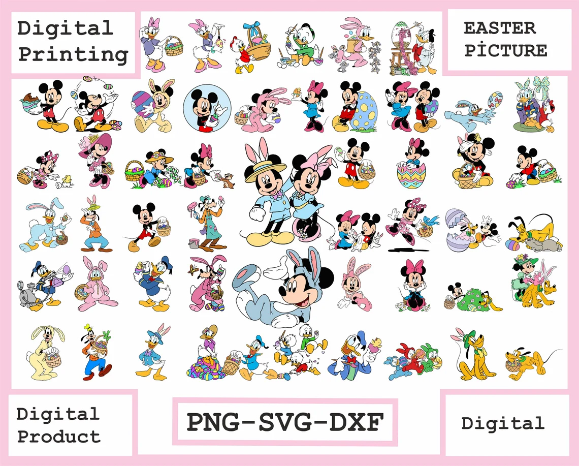 Bundle Disney Easter Svg Png, Mickey Easter Svg for Cricut