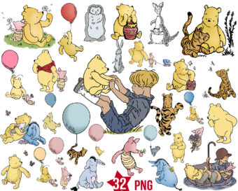 Ultimate Classic Winnie the Pooh and Friends Png Bundle