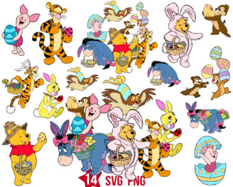 Wınnıe The Pooh Easter Svg Png Bundle, Disney Easter Svg